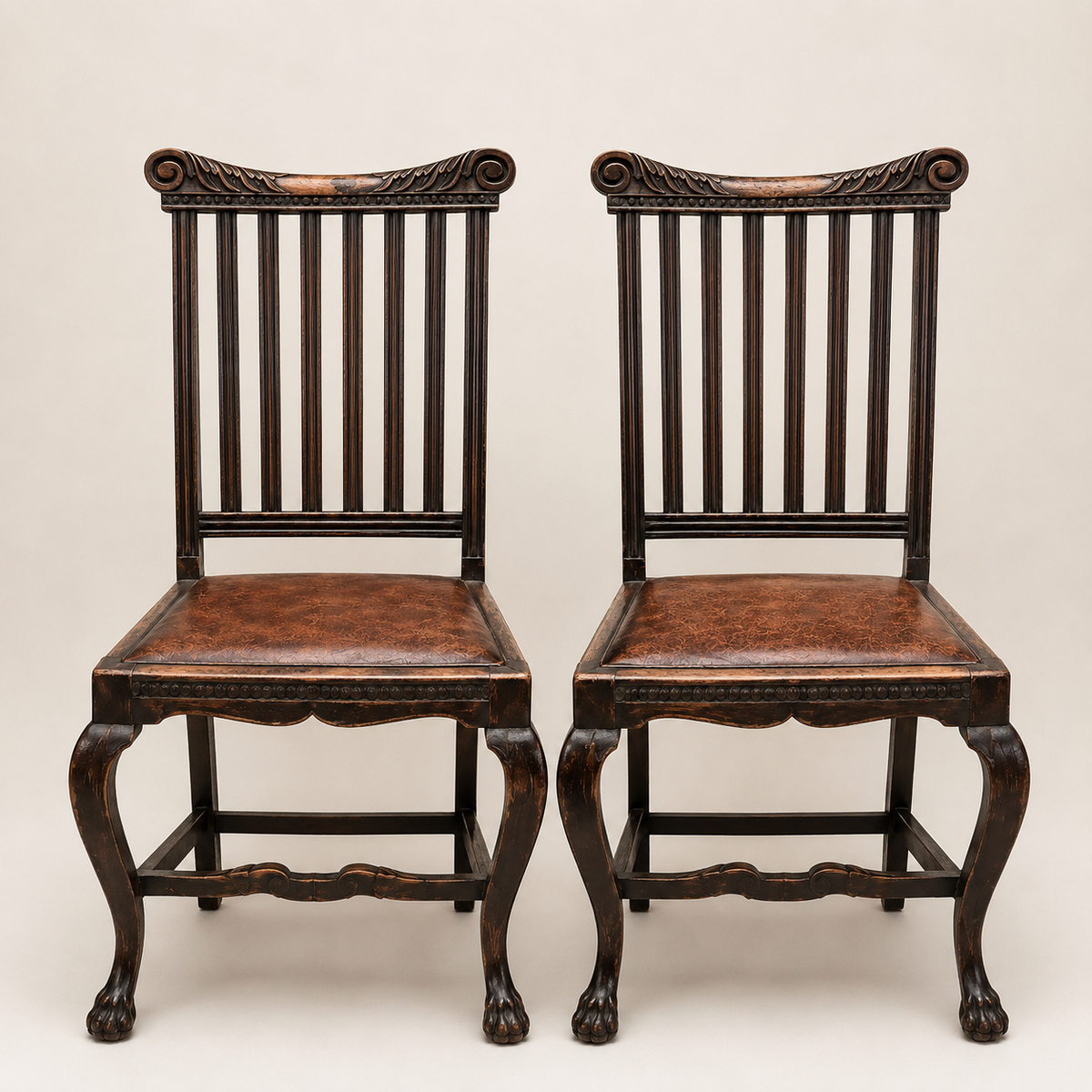 Pair of English George II Revival Oak Dining Chairs
Hewetson, Milner & Thexton Ltd., London
Circa 1905–1915