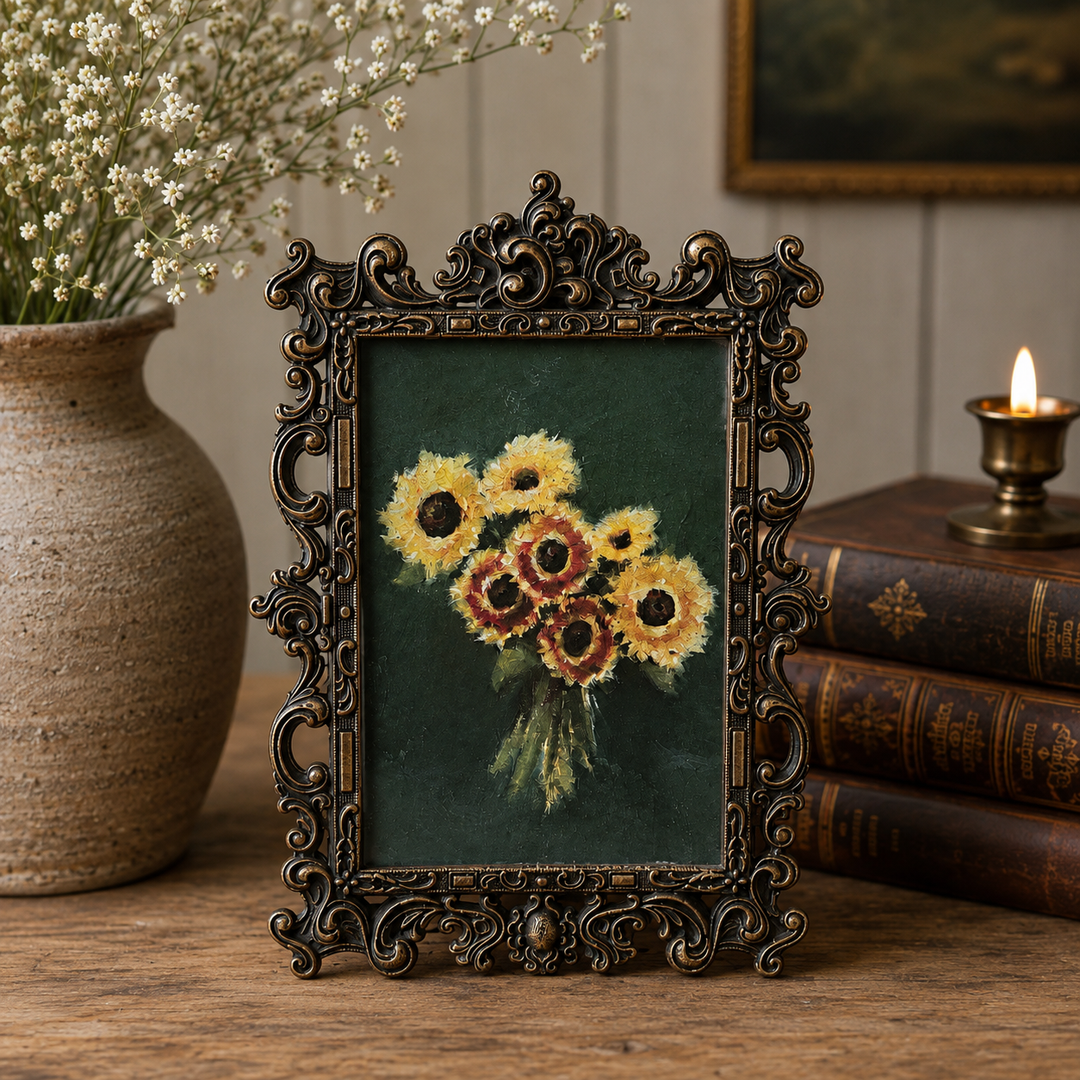 Vintage framed “Warm Sunflowers” by Alicia Cook
