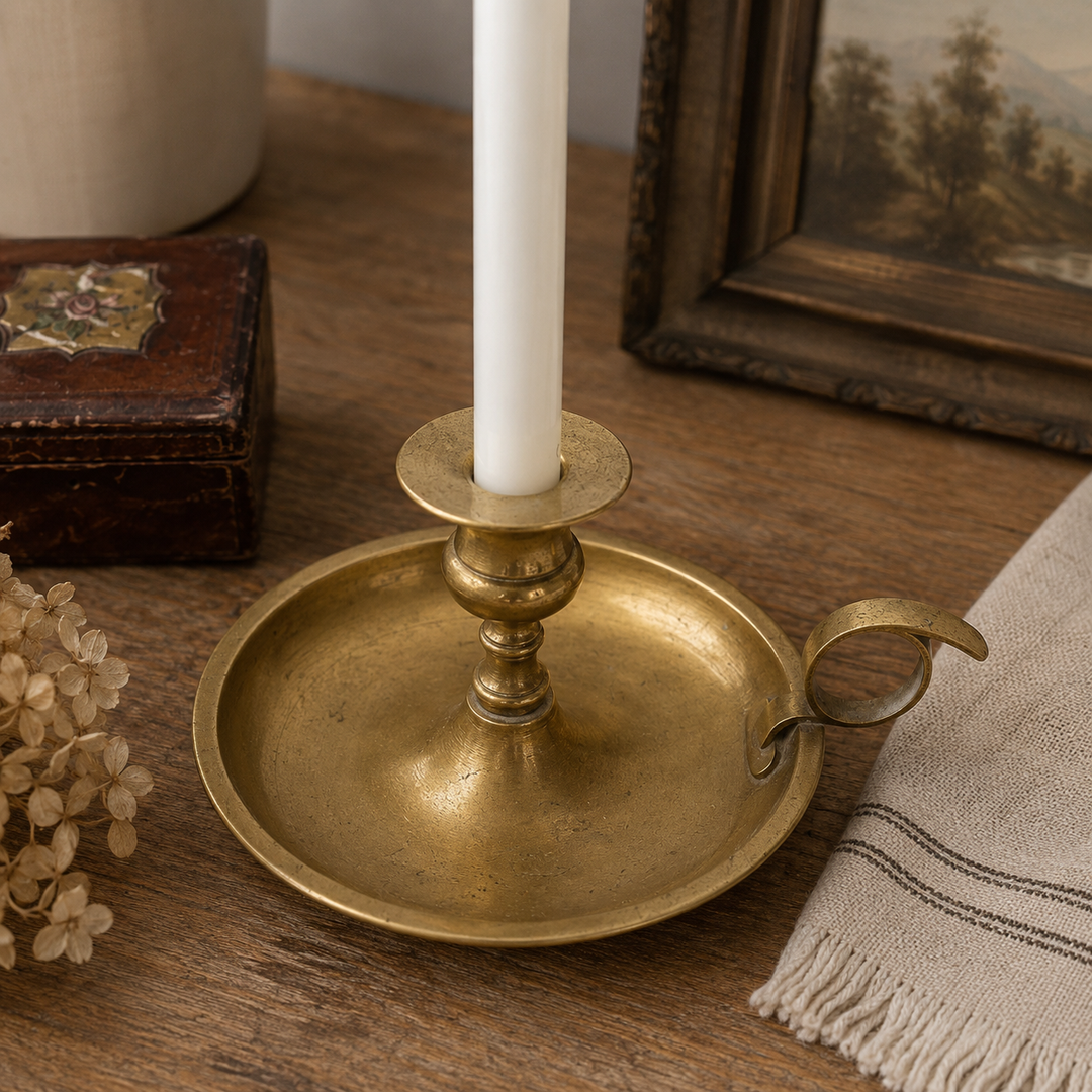 Large Antique English Brass Chamberstick | Circa 1880–1910