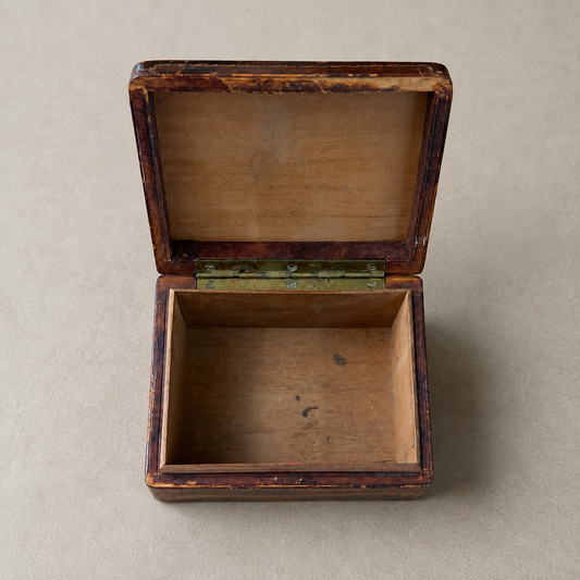 Victorian Leather Keepsake Box with Floral Needlework