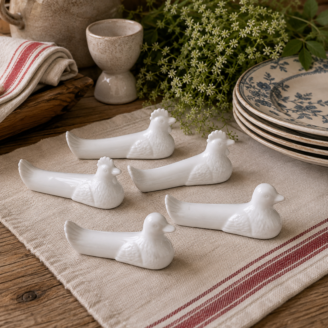 Vintage French Pillivuyt Porcelain Bird Knife Rests