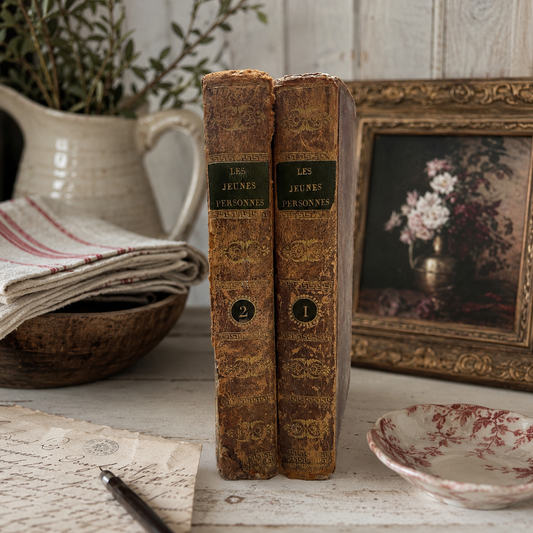 Pair of Antique French Leather Books | 1822