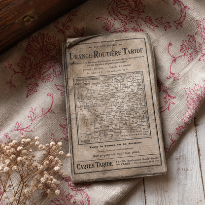 Antique French Taride Road Map – Paris, Brie & Champagne |c. 1925–1935