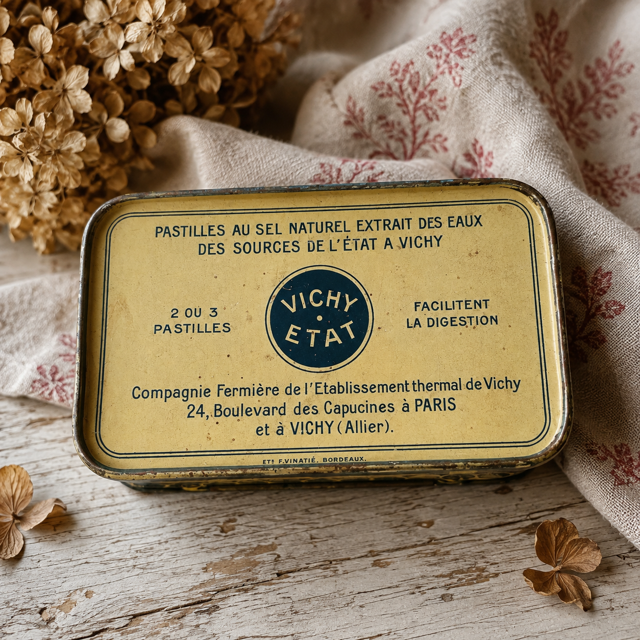 Antique French Vichy-État Pastilles Advertising Tin | c. 1920–1930