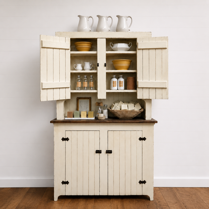 Vintage Two-Piece Farmhouse Cupboard