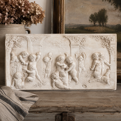 Vintage European Plaster Putti Wall Relief