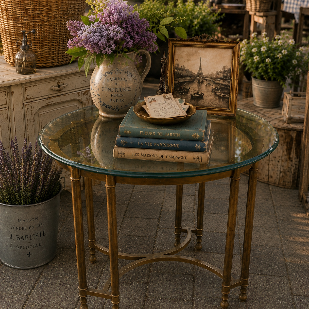 Vintage Brass & Glass Occasional Table