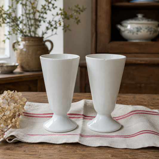 Pair of Vintage French Porcelain Chocolate Cups