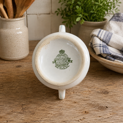 Antique English Globe Pottery Covered Sugar Bowl | c. 1910–1930