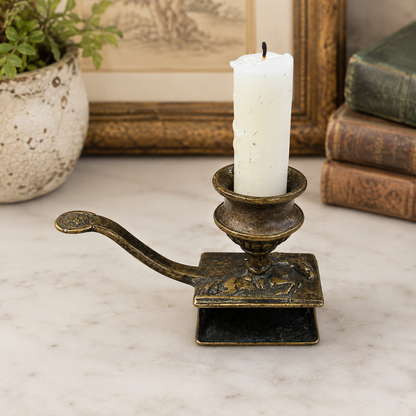Vintage Brass Equestrian Horse & Rider Chamberstick