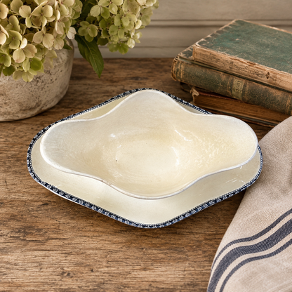 Antique French Salins Terre de Fer Sauce Boat & Underplate