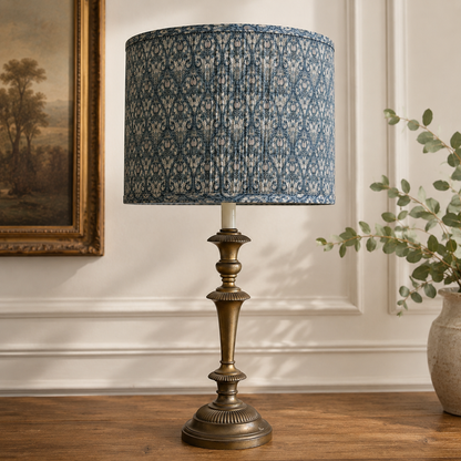 Vintage Brass Neoclassical Table Lamp with Pleated Shade