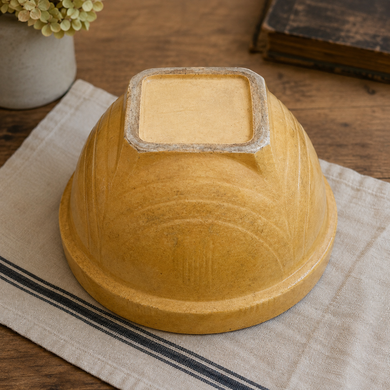 Large Vintage Yellowware Mixing Bowl – 11”