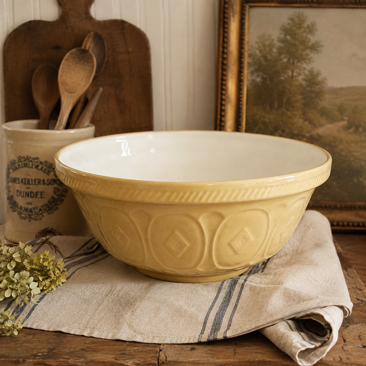 Vintage 1977 T.G. Green Gripstand Large Yellow Mixing Bowl – England – 13”
