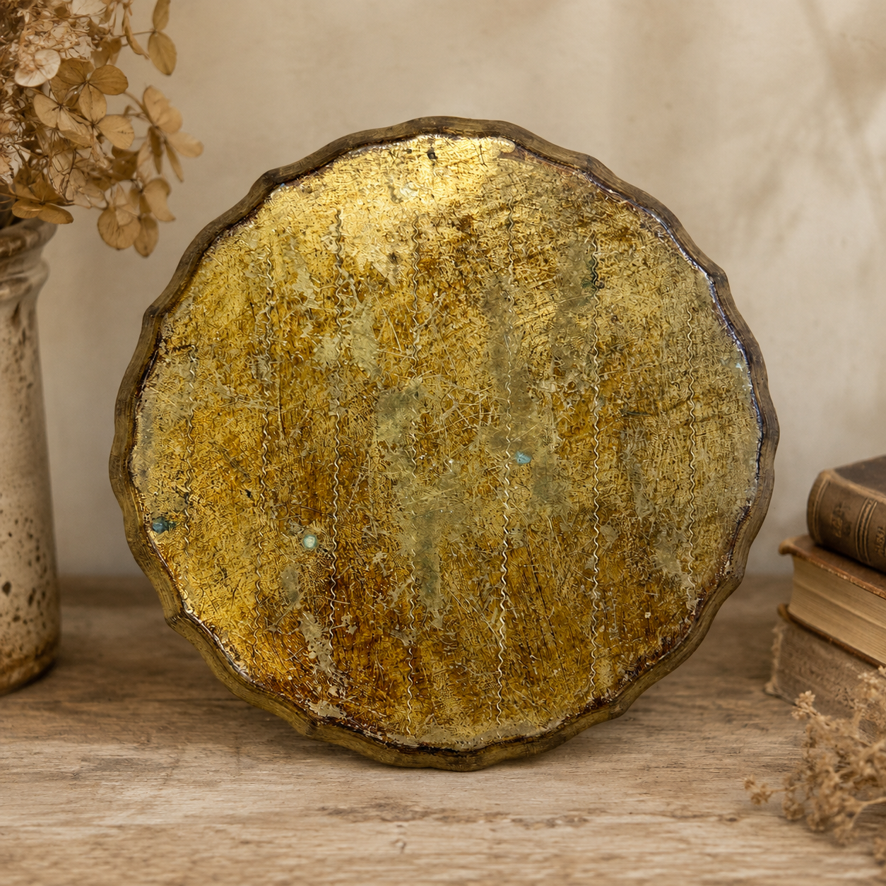 Vintage Italian Florentine Gilt Wooden Tray – 10”