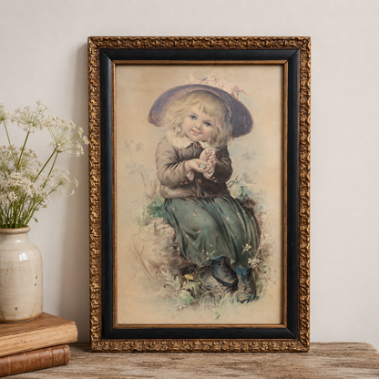 Antique Framed Victorian Childhood Print