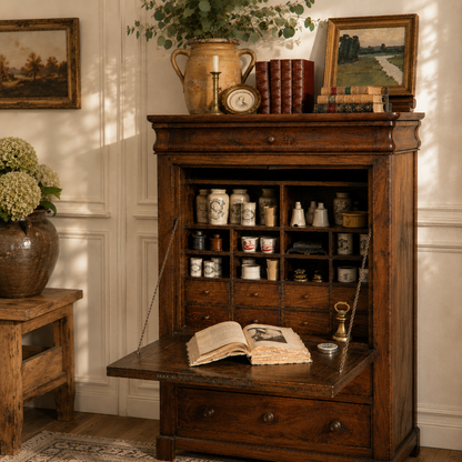 Early 1800s French Walnut Writing Cabinet