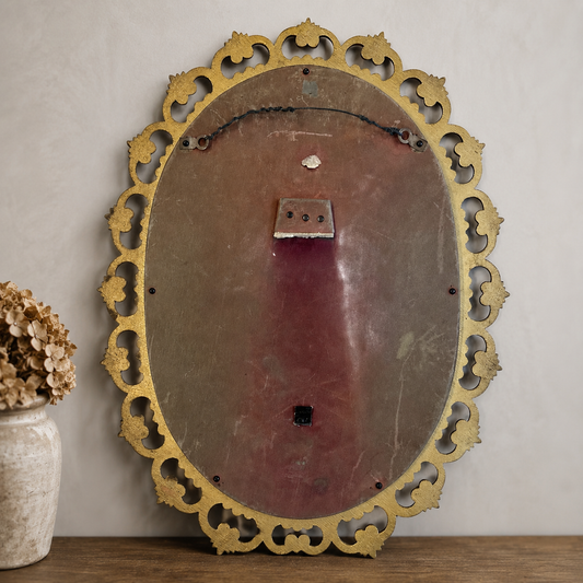 Vintage Florentine-Style Ornate Gilt Oval Mirror