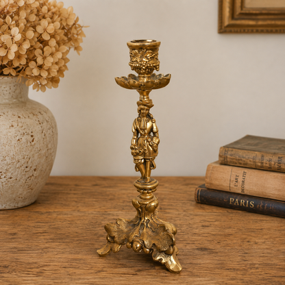 Vintage Italian Gilt Metal Figural Candlesticks – Pair