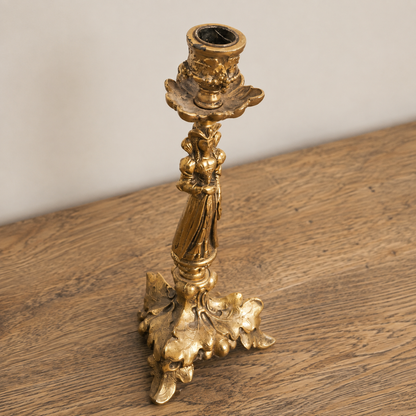 Vintage Italian Gilt Metal Figural Candlesticks – Pair