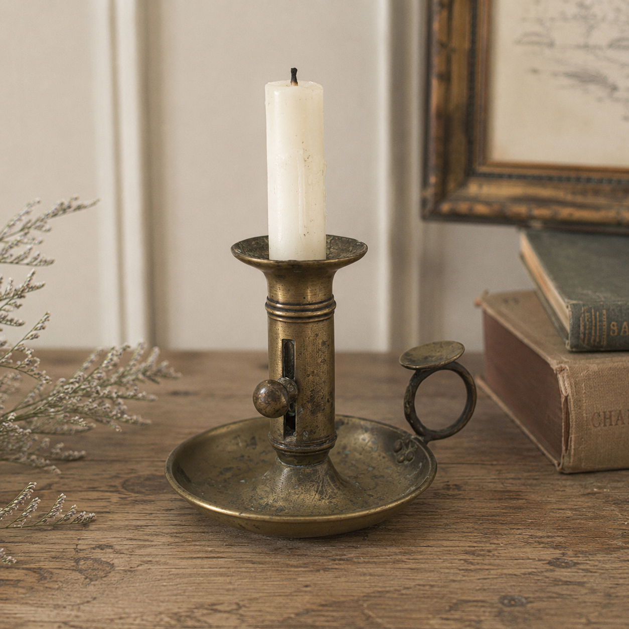 Antique Brass Adjustable Chamberstick | c. 1850–1880