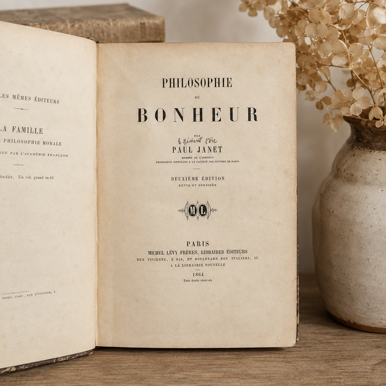 Philosophie du Bonheur (Philosophy of Happiness)
by Paul Janet, Paris, 1854