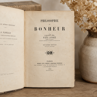 Philosophie du Bonheur (Philosophy of Happiness)
by Paul Janet, Paris, 1854