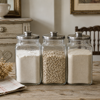 Vintage Glass Apothecary / Pantry Jars — Set of Three