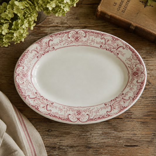 Late Victorian English Ironstone Platter — Burslem Red Transferware (c. 1885–1905)