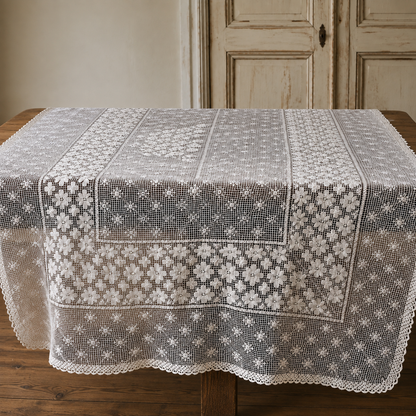 Vintage Handmade Crochet Lace Tablecloth | c. 1920–1950