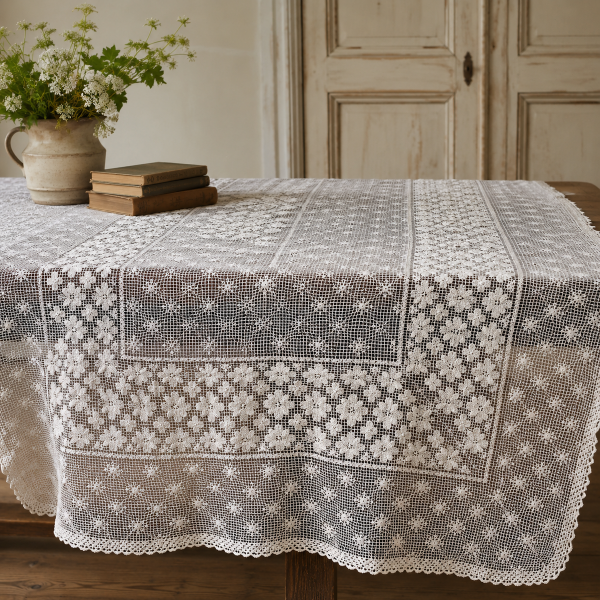 Vintage Handmade Crochet Lace Tablecloth | c. 1920–1950