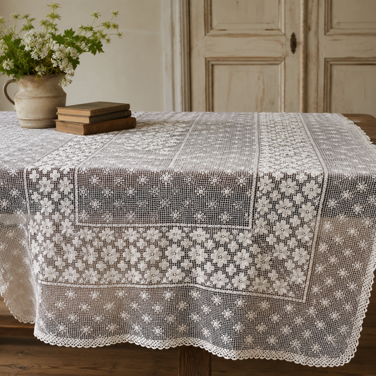 Vintage Handmade Crochet Lace Tablecloth | c. 1920–1950