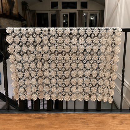 Vintage Handmade Floral Crochet Lace Tablecloth