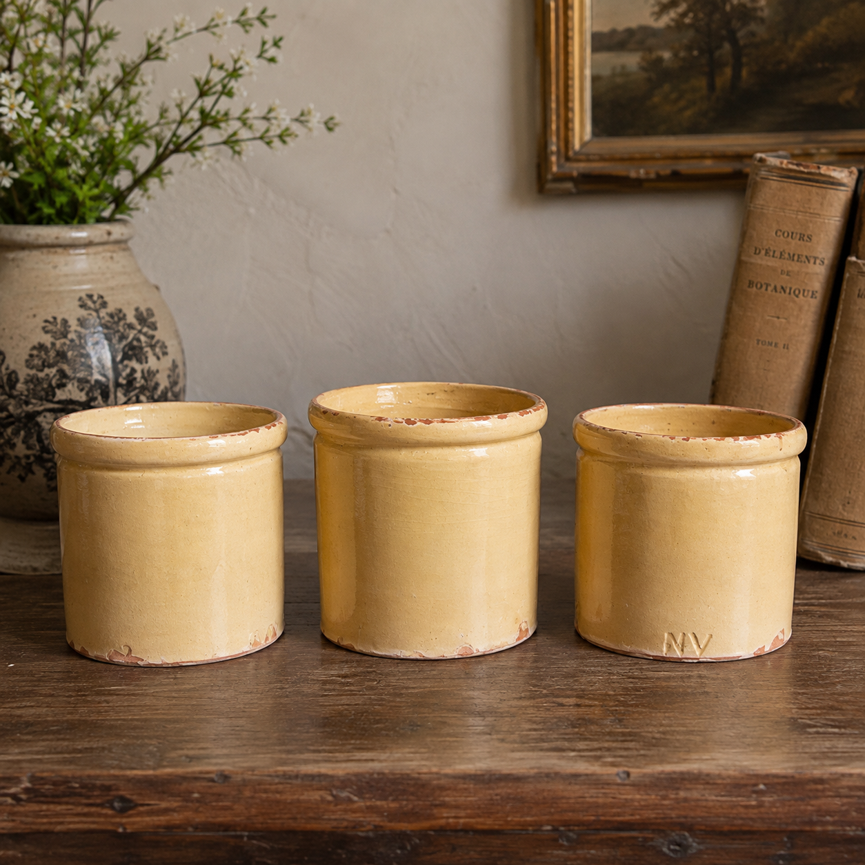 Antique French Yellow Ware Pot | 19th Century