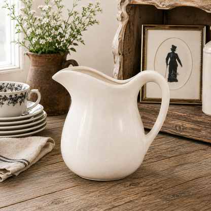 Vintage White Ironstone Pitcher | c. 1920–1950
