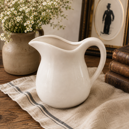 Vintage White Ironstone Pitcher | c. 1920–1950