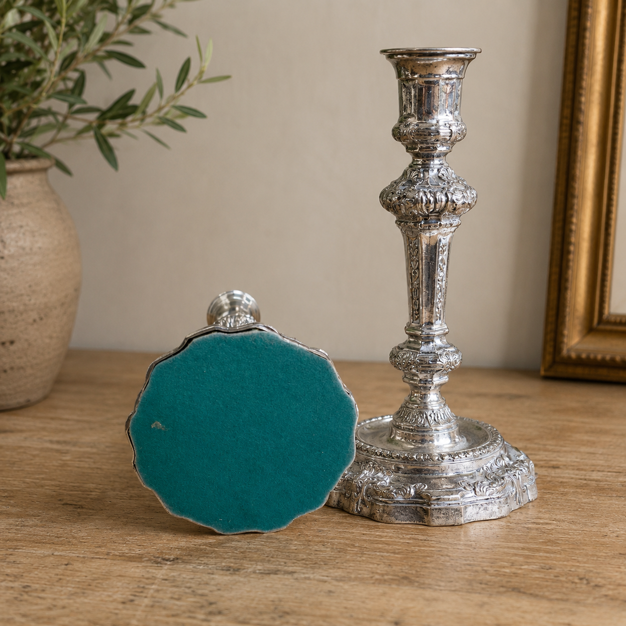 Pair of Vintage Silver-Plated Rococo Candlesticks