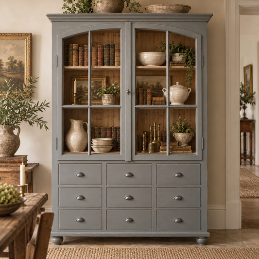 Dutch-Made Display Cabinet with Vintage Doors