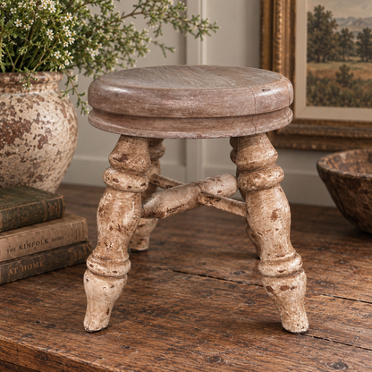Vintage English Painted Wood Stool