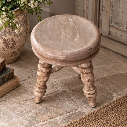 Vintage English Painted Wood Stool