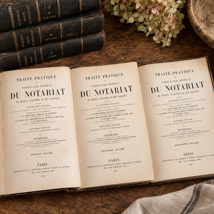 Antique French Leather-Bound Notarial Law Books – Paris 1898 | Set of Three