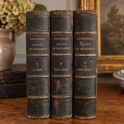 Antique French Leather-Bound Notarial Law Books – Paris 1898 | Set of Three