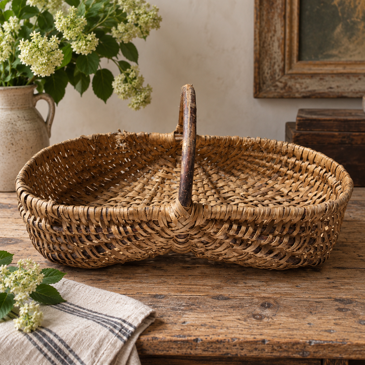 Antique French Woven Gathering Basket | c. 1900–1930