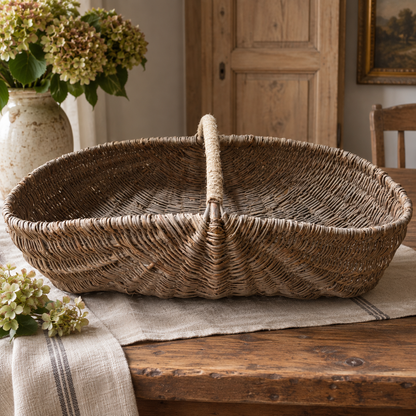 Vintage French Willow Gathering Basket | c. 1930s