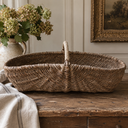 Vintage French Willow Gathering Basket | c. 1930s