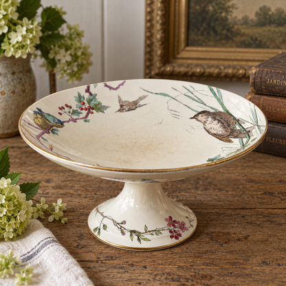 Antique Villeroy & Boch Mettlach Bird Compote | c. 1910