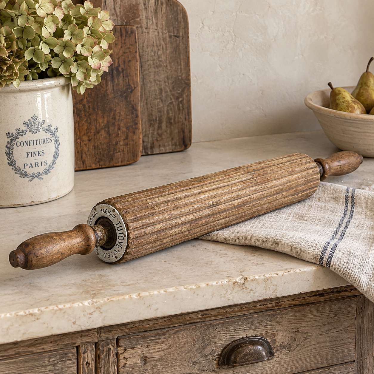 Antique French “Rouleau Magique Tutove” Rolling Pin