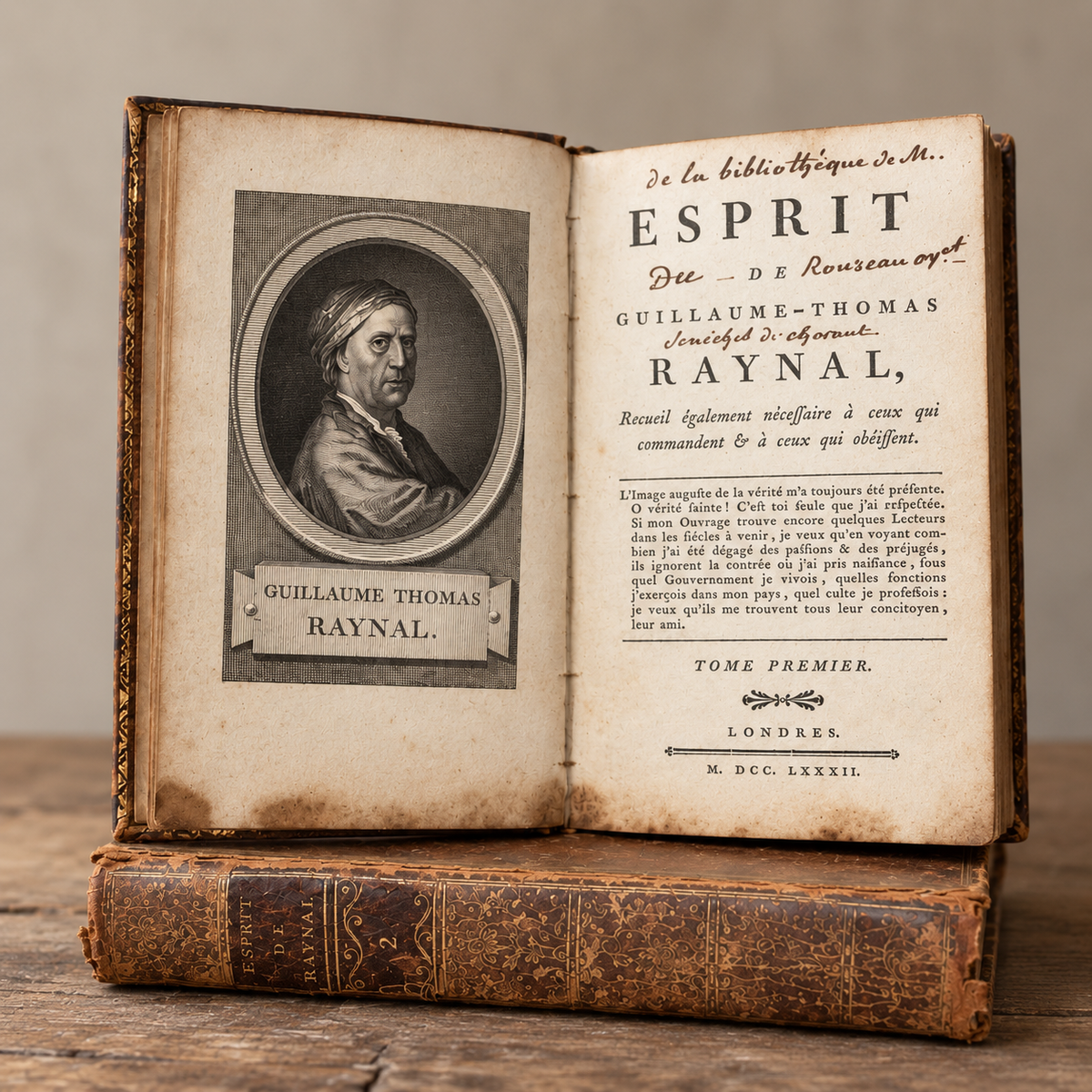 Antique French Raynal Books – Two Volume Set, 1782