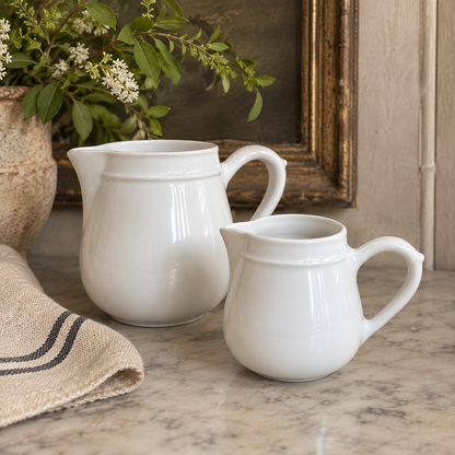 Vintage French Pillivuyt Porcelain Pitchers