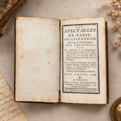 Antique French Theatre Almanac, 1778